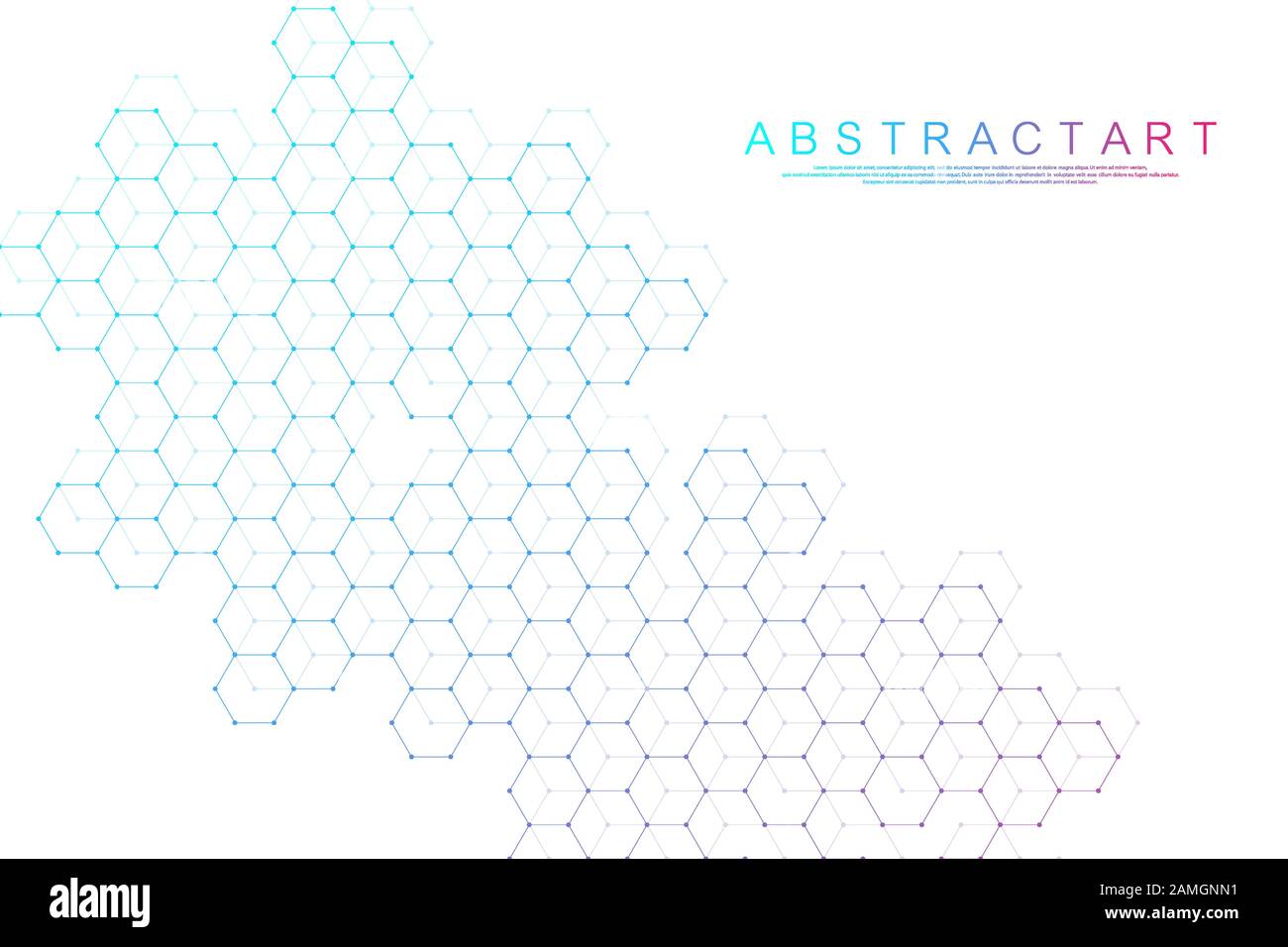 Abstrakte sechseckige Felder Hintergrund. Molekulare Struktur mit Sechsecken Linien und Punkten. Medizinische banner Template Design. Wissenschaft und Technologie Konzept Stock Vektor