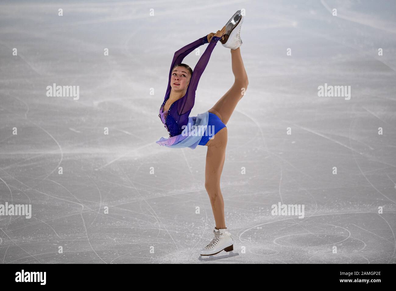 Lausanne, Schweiz. 13. Januar 2020 FROLOVA Anna (RUS) tritt in Figure Skating Women Free Dance während der Jugendolympiade 2020 in der Vaudoise Arena in Lausanne am Montag, 13. Januar 2020 an. Lausanne, Schweiz. Credit: Taka G Wu/Alamy Live News Stockfoto