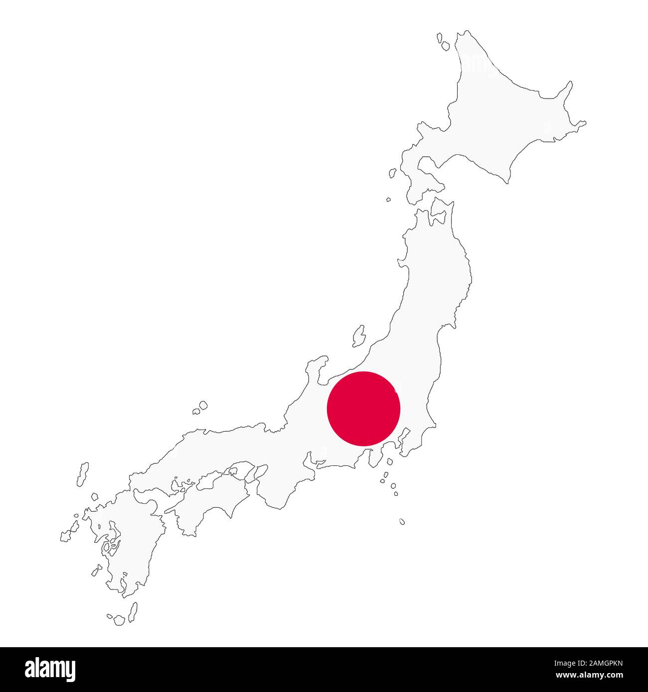Eine japanische Karte auf weißem Hintergrund mit Beschneidungspfad Stockfoto