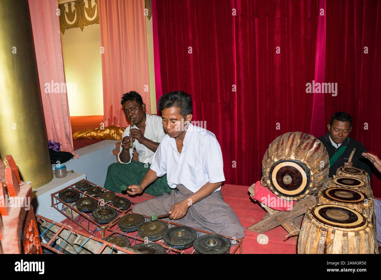 Traditionelle Musiker in Birma, Mandalay Division, Myanmar, Asien Stockfoto