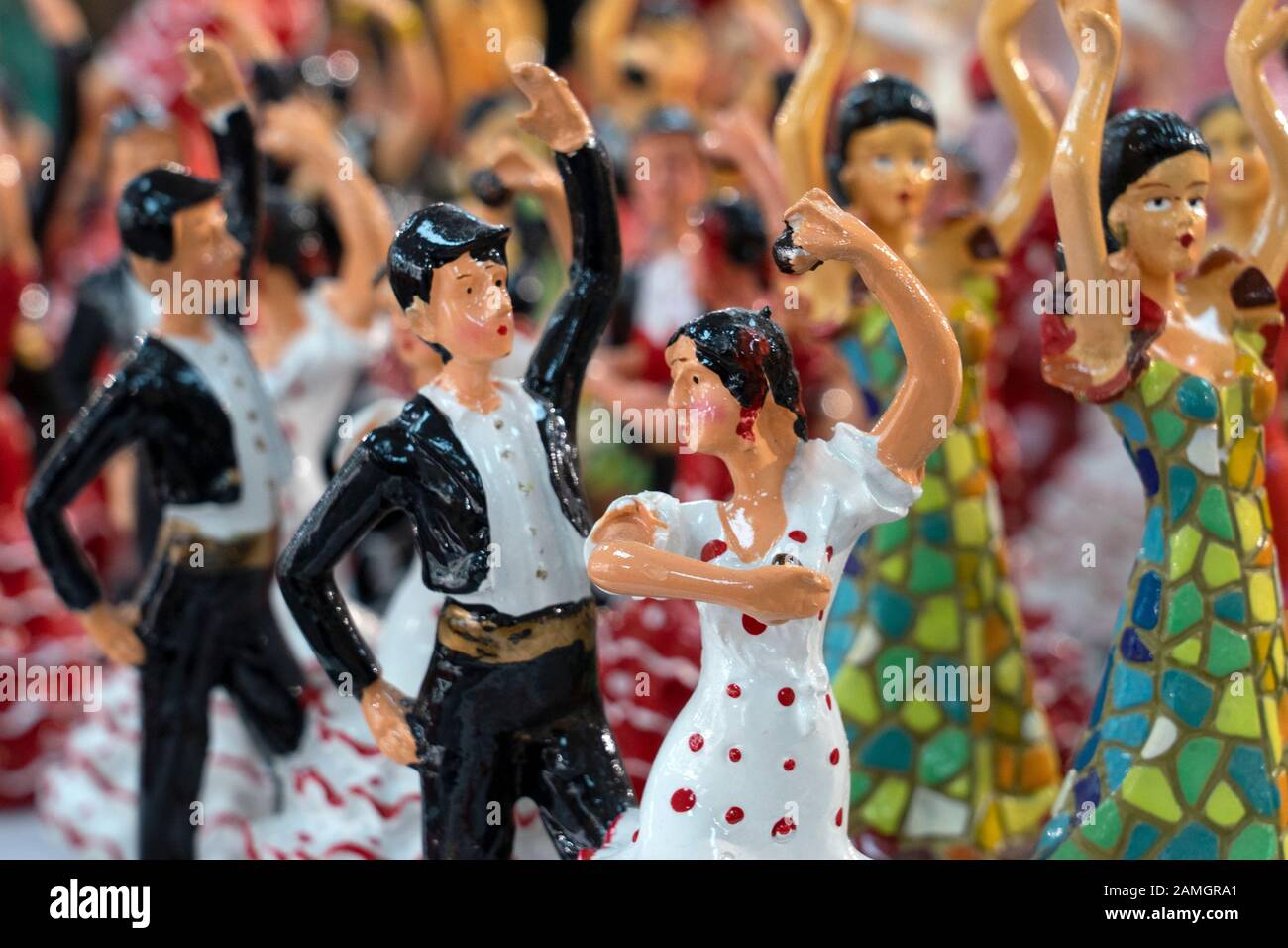 Flamenco-Figurentänzer im Touristengeschäft, Sevilla, Andalusien, Spanien, Europa Stockfoto