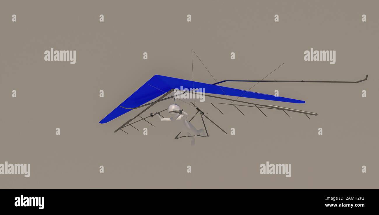 3D-Illustrator, 3D-Rendering, Symbol des Segelflugzeugs Stockfoto