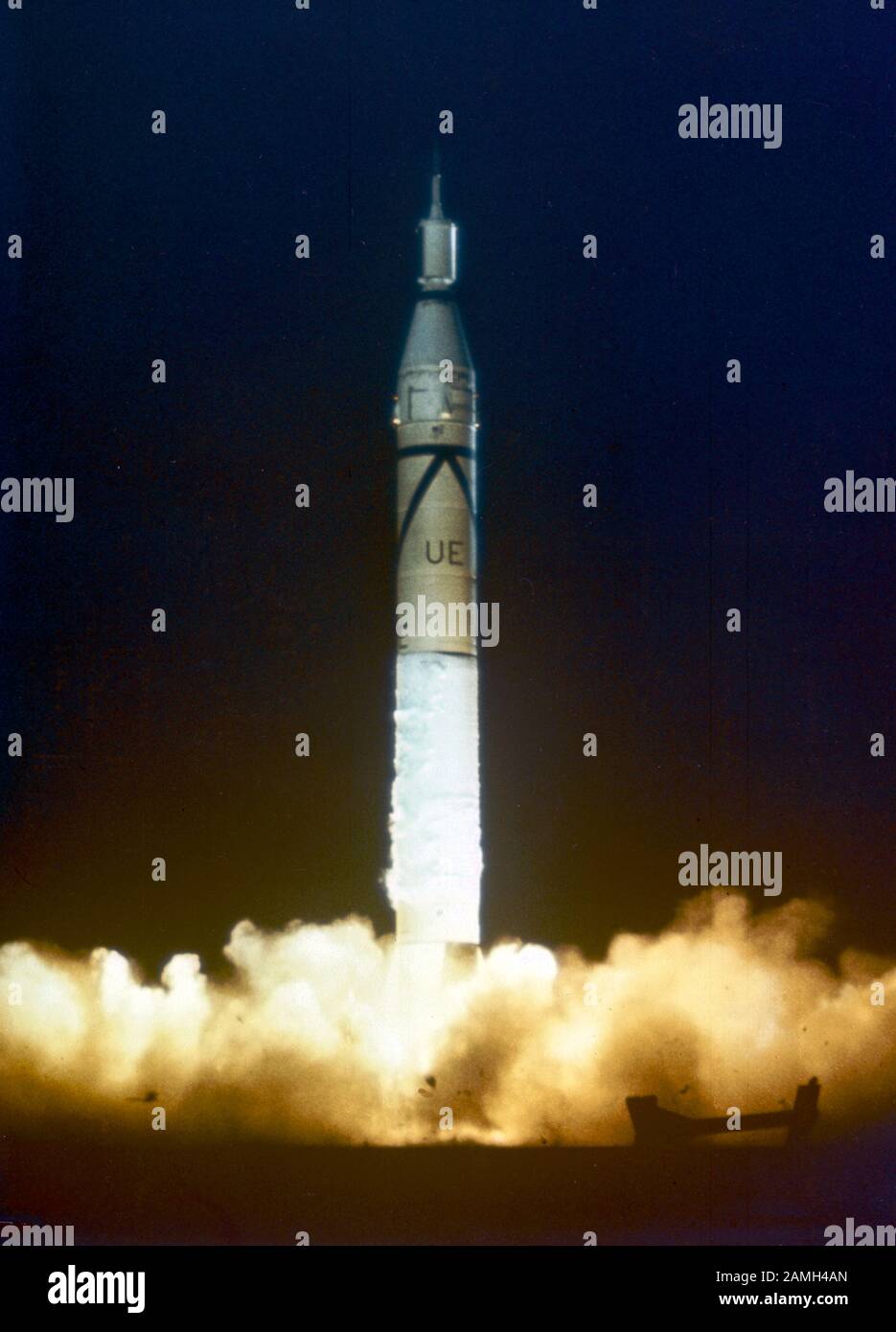 Foto mit dem Start von Jupiter-C/Explorer 1 in Cape Canaveral, Florida, Vereinigte Staaten, 31. Januar 1958. Bild mit freundlicher Genehmigung der NASA. () Stockfoto