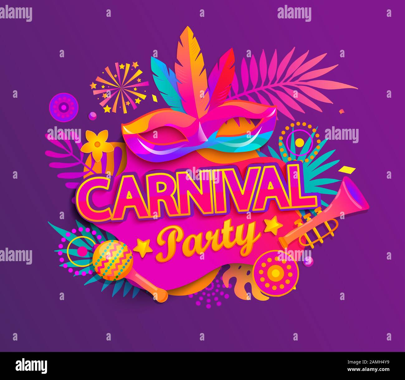 Carnival Party Einladungskarte. Stock Vektor