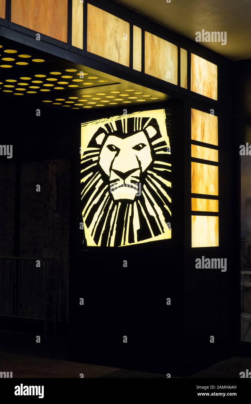 Grafiklogo für "The Lion King" am Broadway, New York City, New York, USA Stockfoto