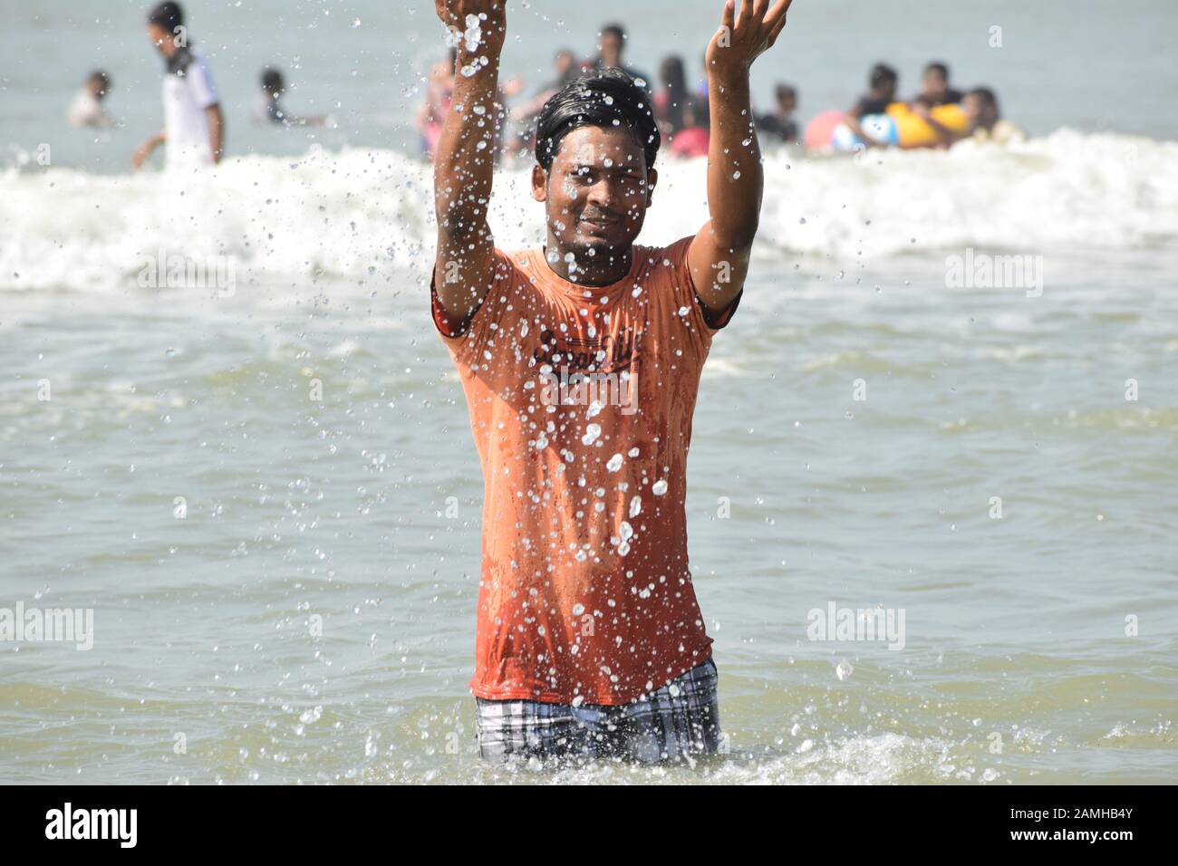 Der beliebteste Meeresstrand in der Welt von Bangladesch Stockfoto