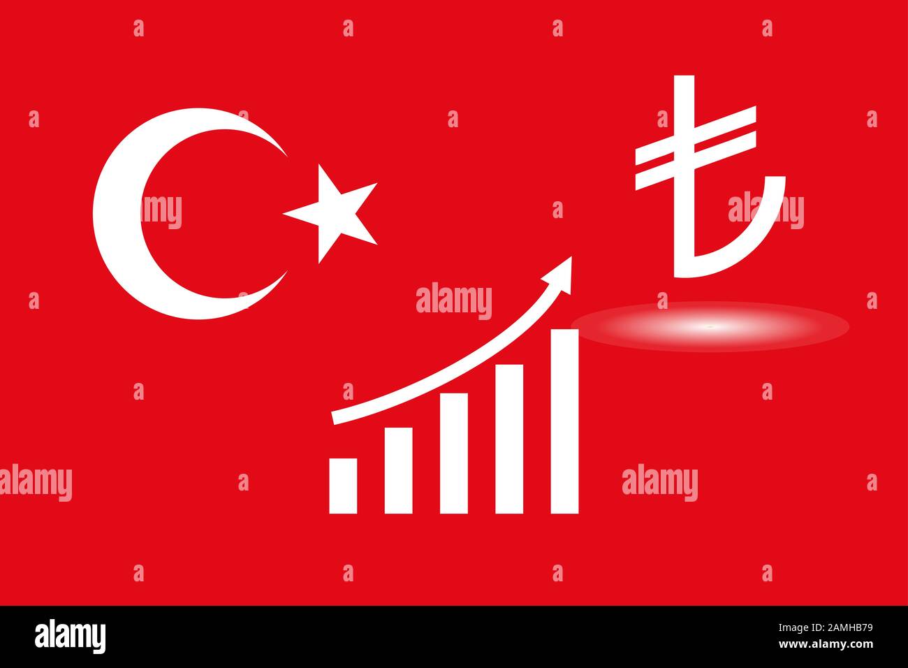 Türkei, Flagge, türkische Lira Ikone. Vektorgrafiken, flaches Design Stock Vektor