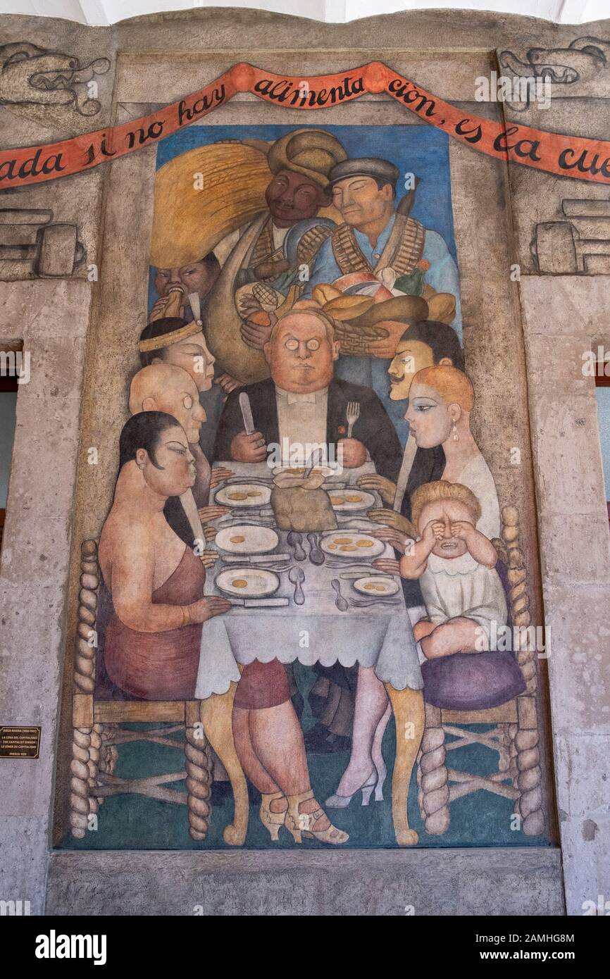 Diego Rivera Wandbild, Mexiko-Stadt. Stockfoto