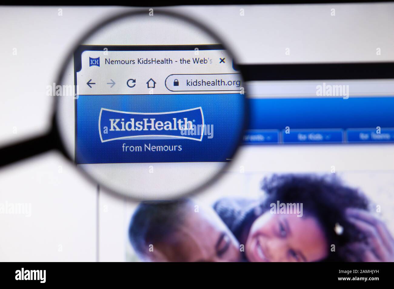 Los Angeles, Kalifornien, USA - 19. Dezember 2019: Website für Kindergesundheit. Kidshealth.org Logo auf dem Bildschirm Nahaufnahme, Illustrative Editorial Stockfoto