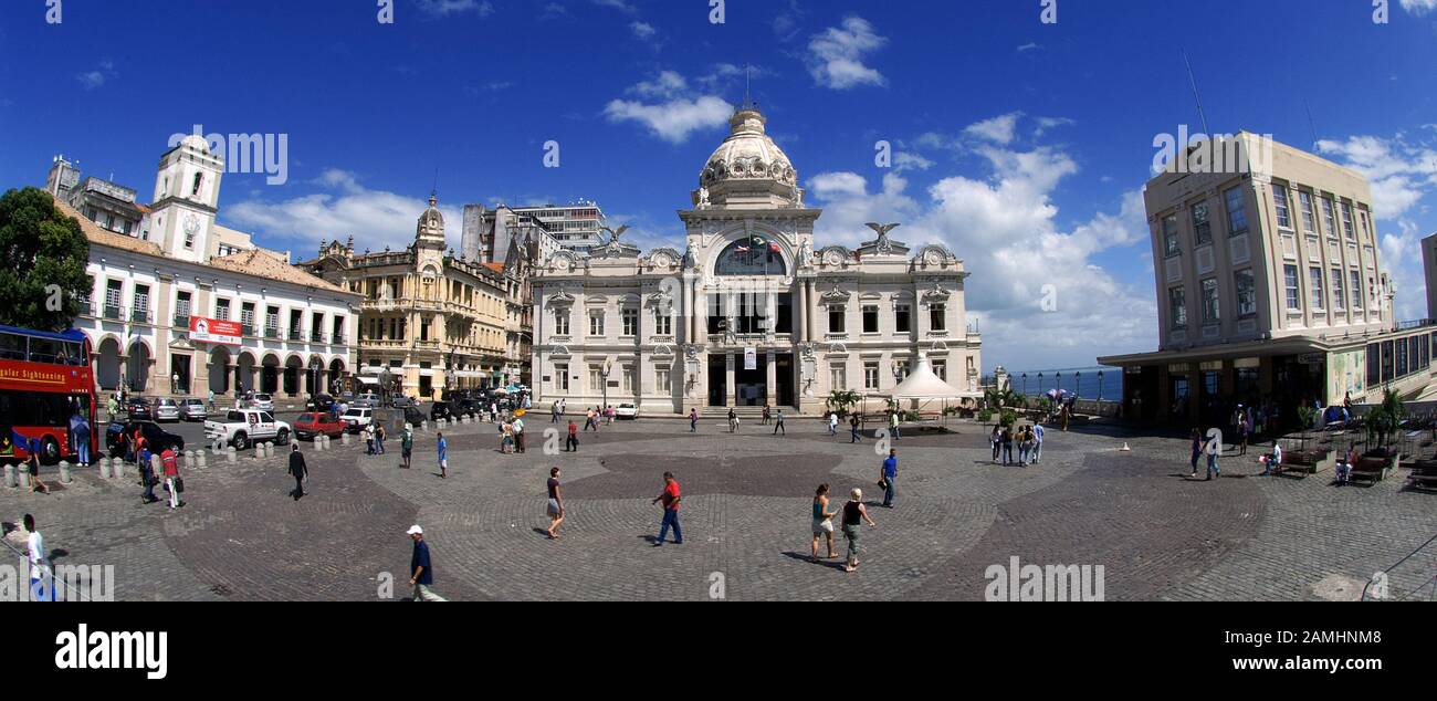 Rio Branco Palace, Prefeitura Municipal de Salvador, Tomé de Souza Square, Salvador, Bahia, Brasilien Stockfoto