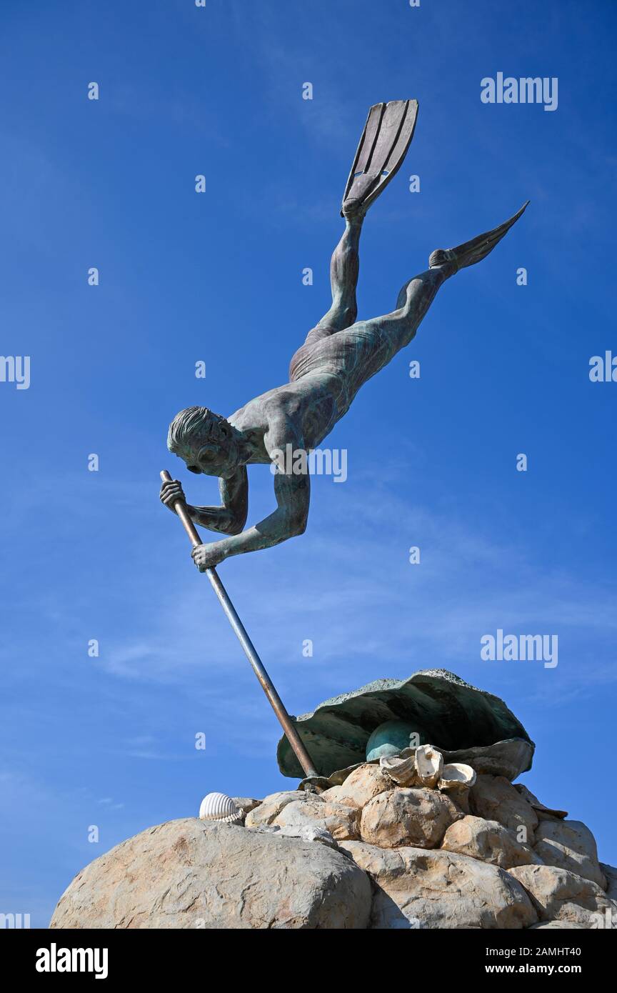 Skulptur von "El Buzo", The Pearl Diver, in Bucerias, Riviera Nayarit, Mexiko. Stockfoto