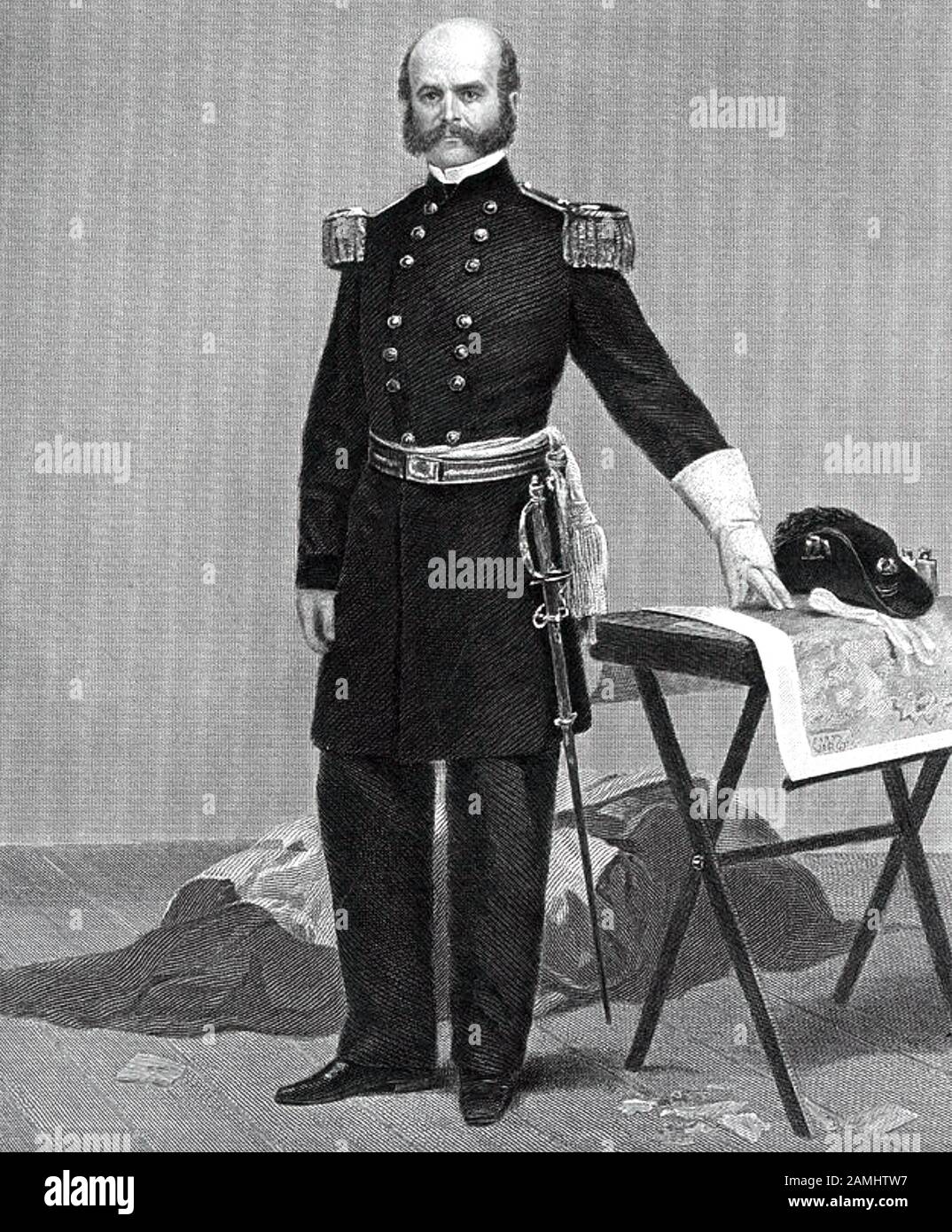 AMBROSE BURNSIDE (1824-1881) als ein Anschluß-Armee-general im amerikanischen Bürgerkrieg Stockfoto