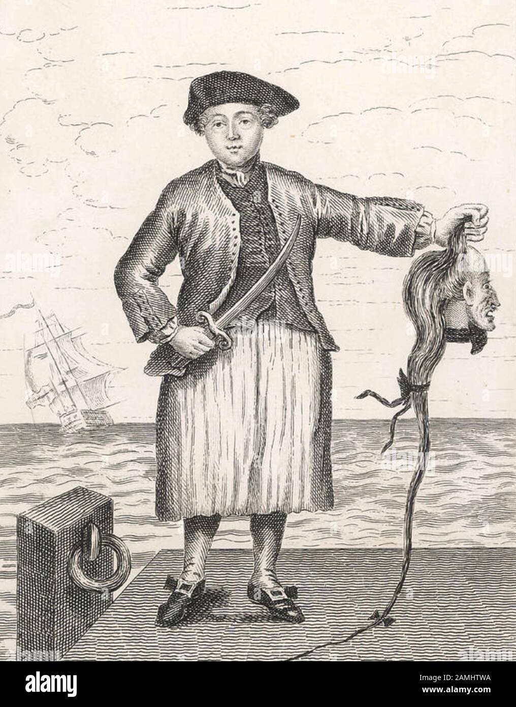 Ann MILLS Britin, die sich als Mann verkleidete, um in einer Gravur aus dem 18. Jahrhundert Dragoner zu werden Stockfoto