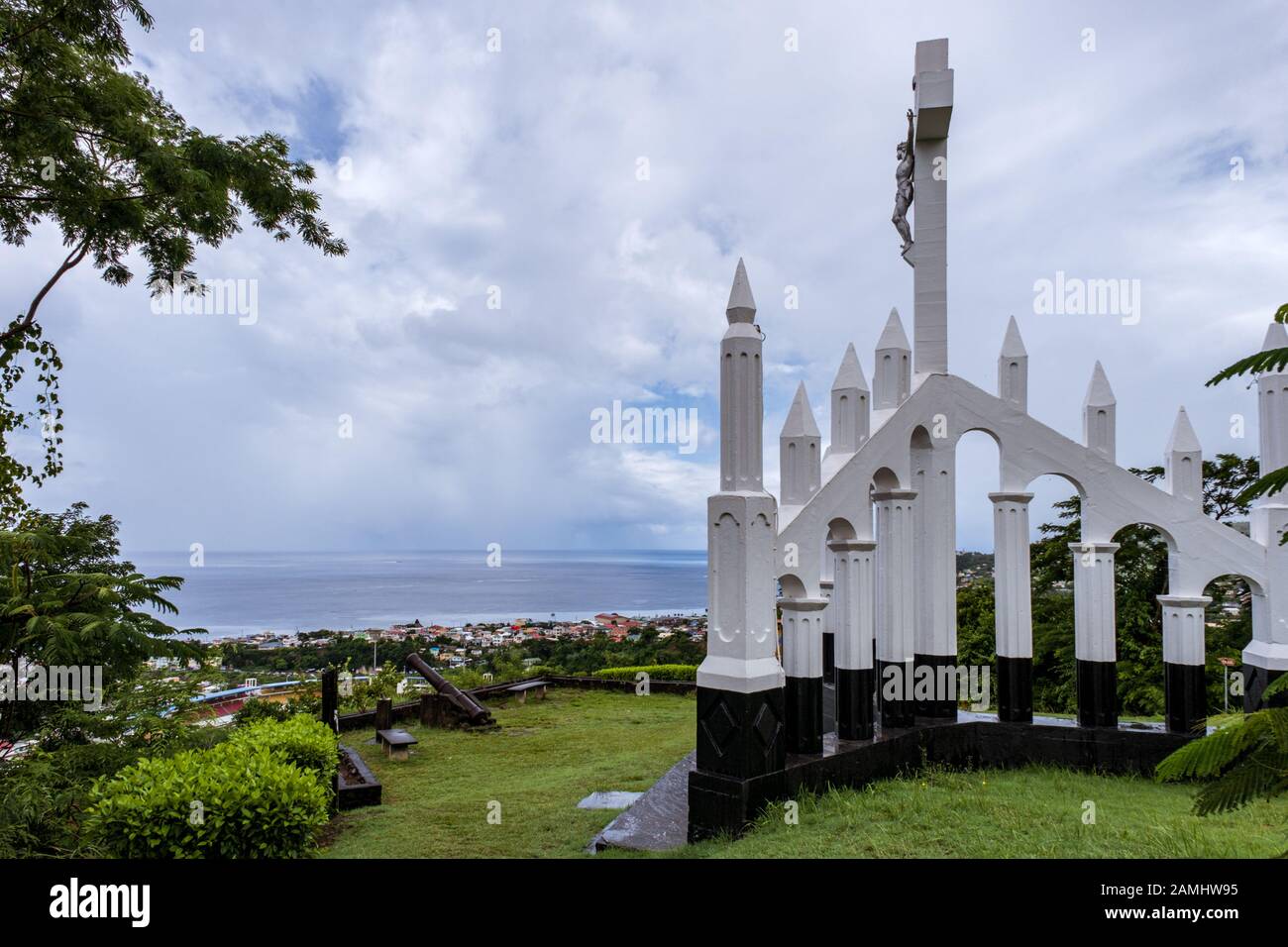 Morne Bruce Cross, oberhalb des Botanischen Gartens, Roseau, Dominica, Windward Islands, West Indies, Karibik Stockfoto
