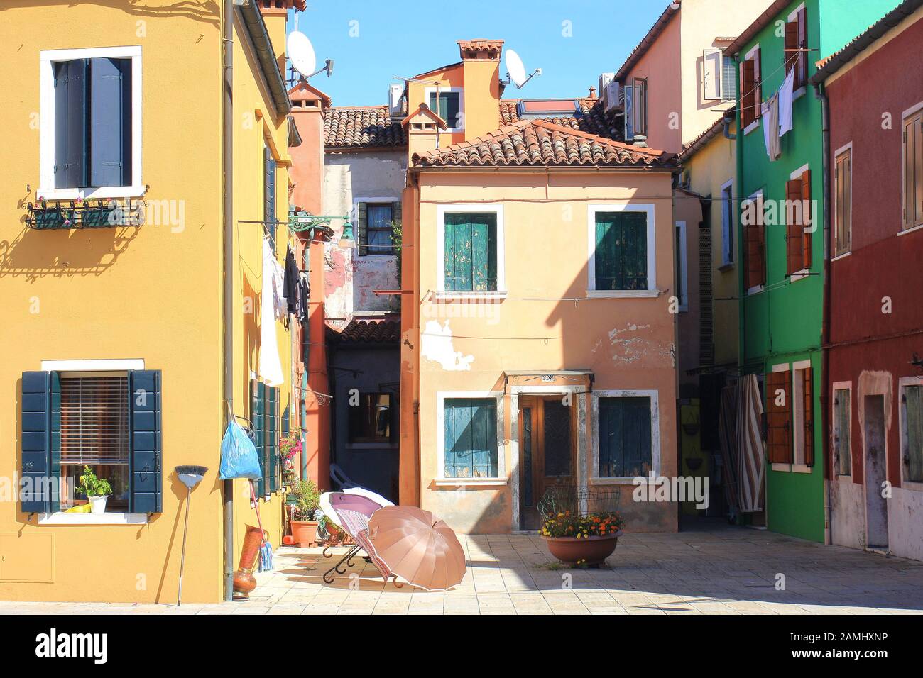 Häuser auf der Insel Burano Stockfoto