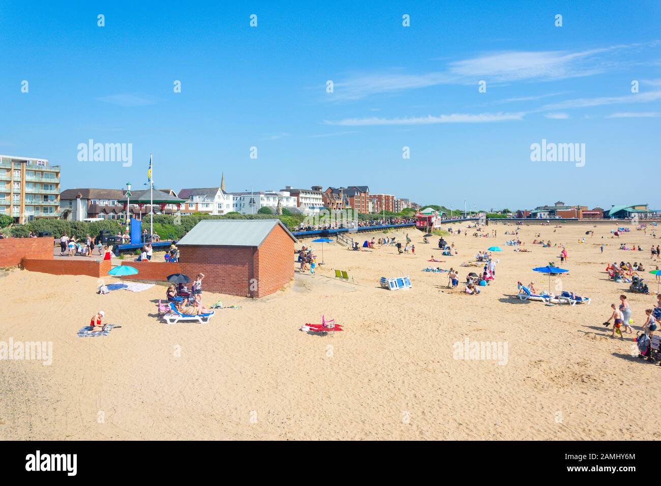 ST Anne's Beach von Pier, Lytham St Annes, Lancashire, England, Großbritannien Stockfoto