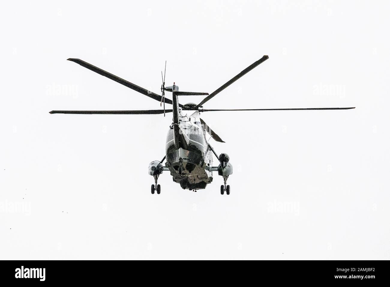 Washington, DC, USA. Januar 2020. 13. Januar 2020 - Washington, DC, Vereinigte Staaten: Präsident Donald Trump an Bord von Marine One, als er das Weiße Haus verlässt. Kredit: Michael Brochstein/ZUMA Wire/Alamy Live News Stockfoto