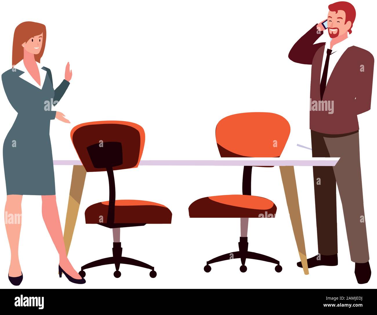 Ein Paar in der Arbeitsstelle mit weißem Hintergrund und Vektorgrafiken Stock Vektor