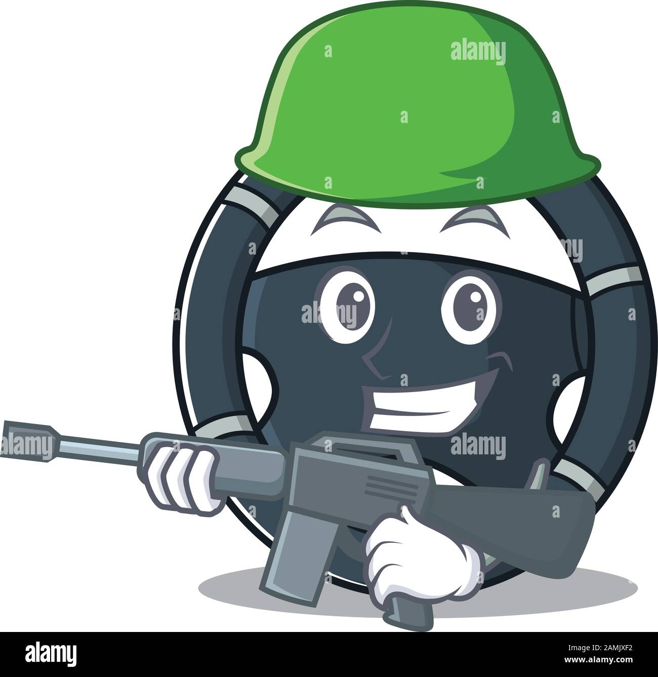 Ein Cartoon-Design der Auto-Lenkung Army mit Maschinenpistole Stock Vektor