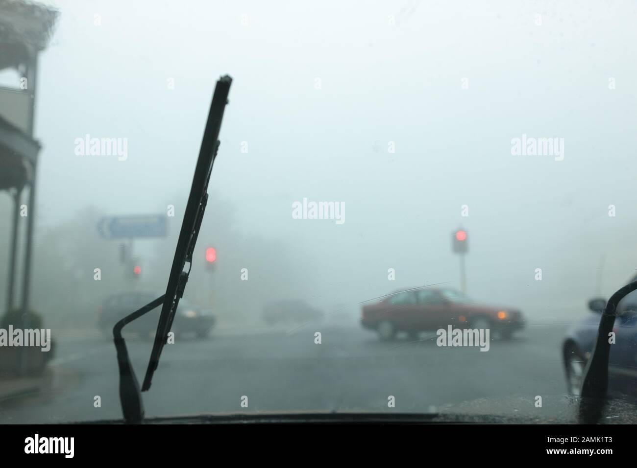 Treiber, der Nebel Stockfoto