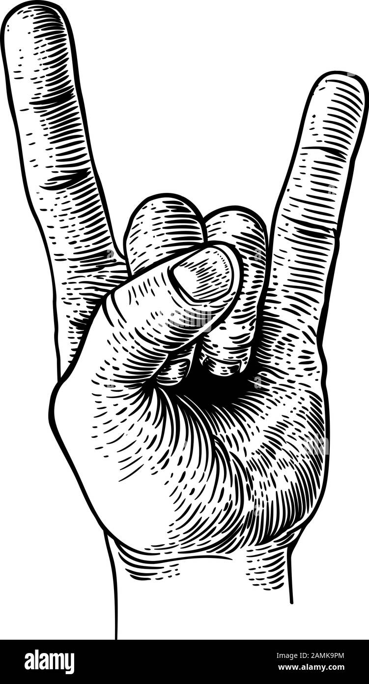 "Heavy Metal Rock Music Hand Sign"-Geste Stock Vektor