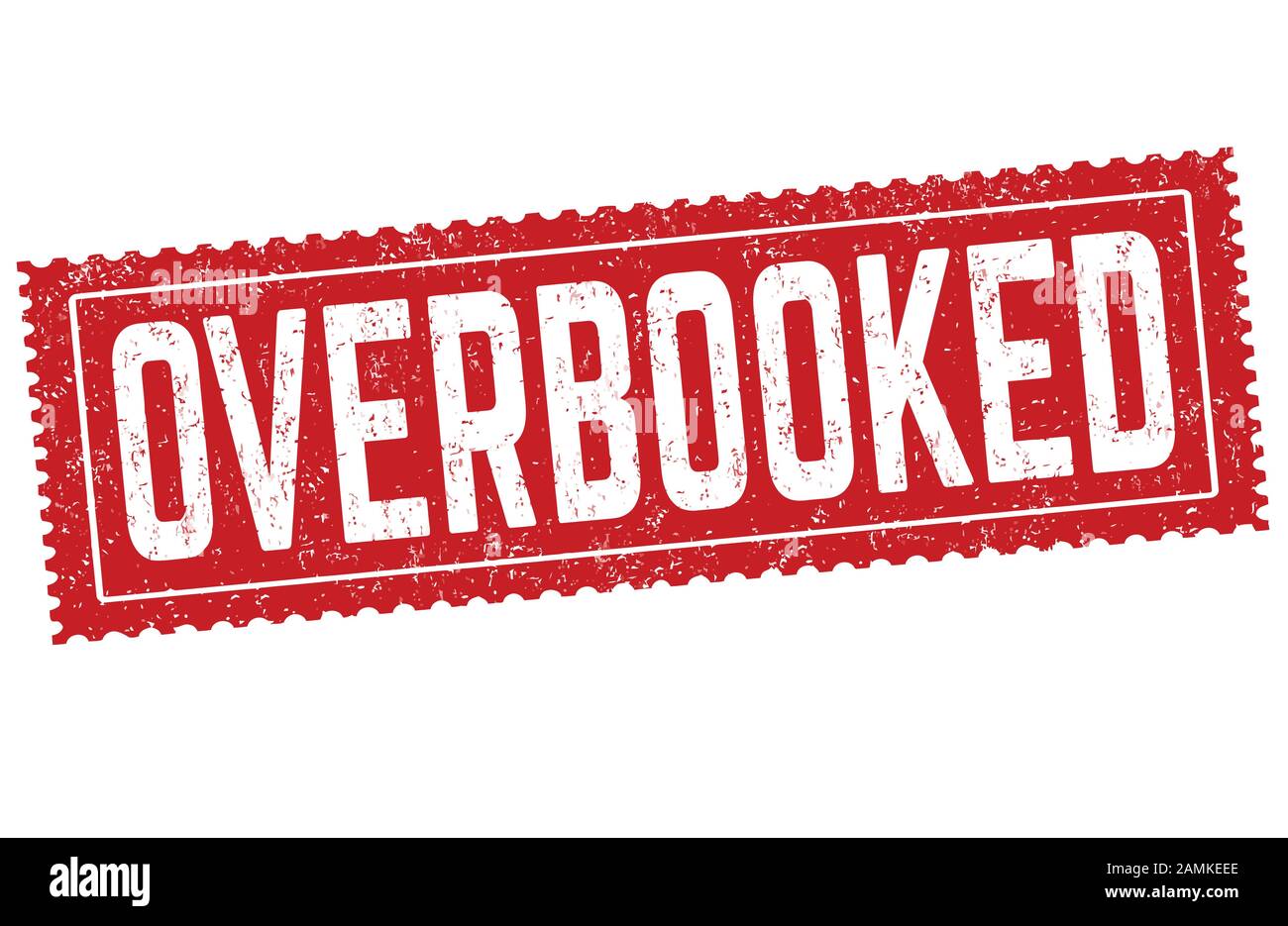 Überbuchtes Vorzeichen oder Stempel auf weißem Hintergrund, Vektorgrafiken Stock Vektor