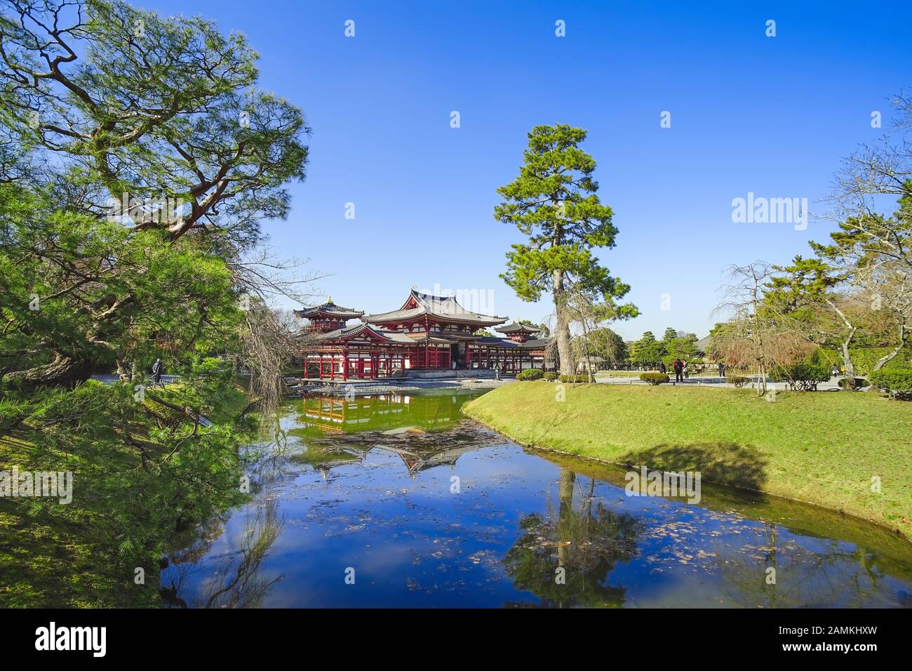 Die berühmte Phoenix Hall oder Hoodo-Halle in Byodoin(Byodo-in) Tempel in Uji City, Kyoto, Japan. Stockfoto