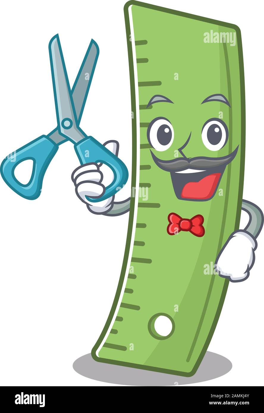 Smiley Lustige Friseur Herrscherin Cartoon Character Design Stil Stock Vektorgrafik Alamy