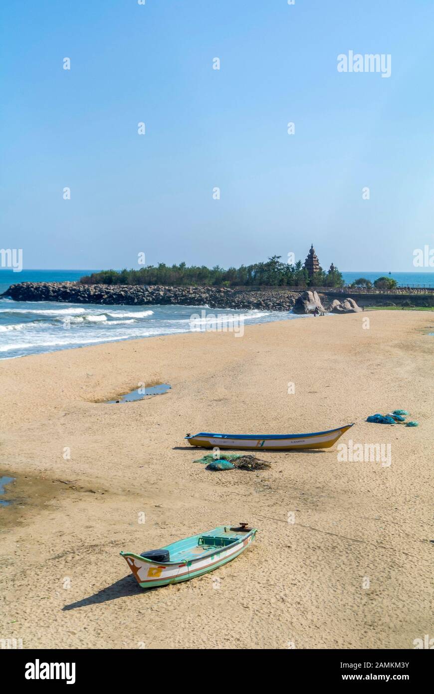 Mahabalipuram, tamil nadu/Indien-2019, januaru 3.; Shore-Tempel am Mahabalipuram Strand Stockfoto