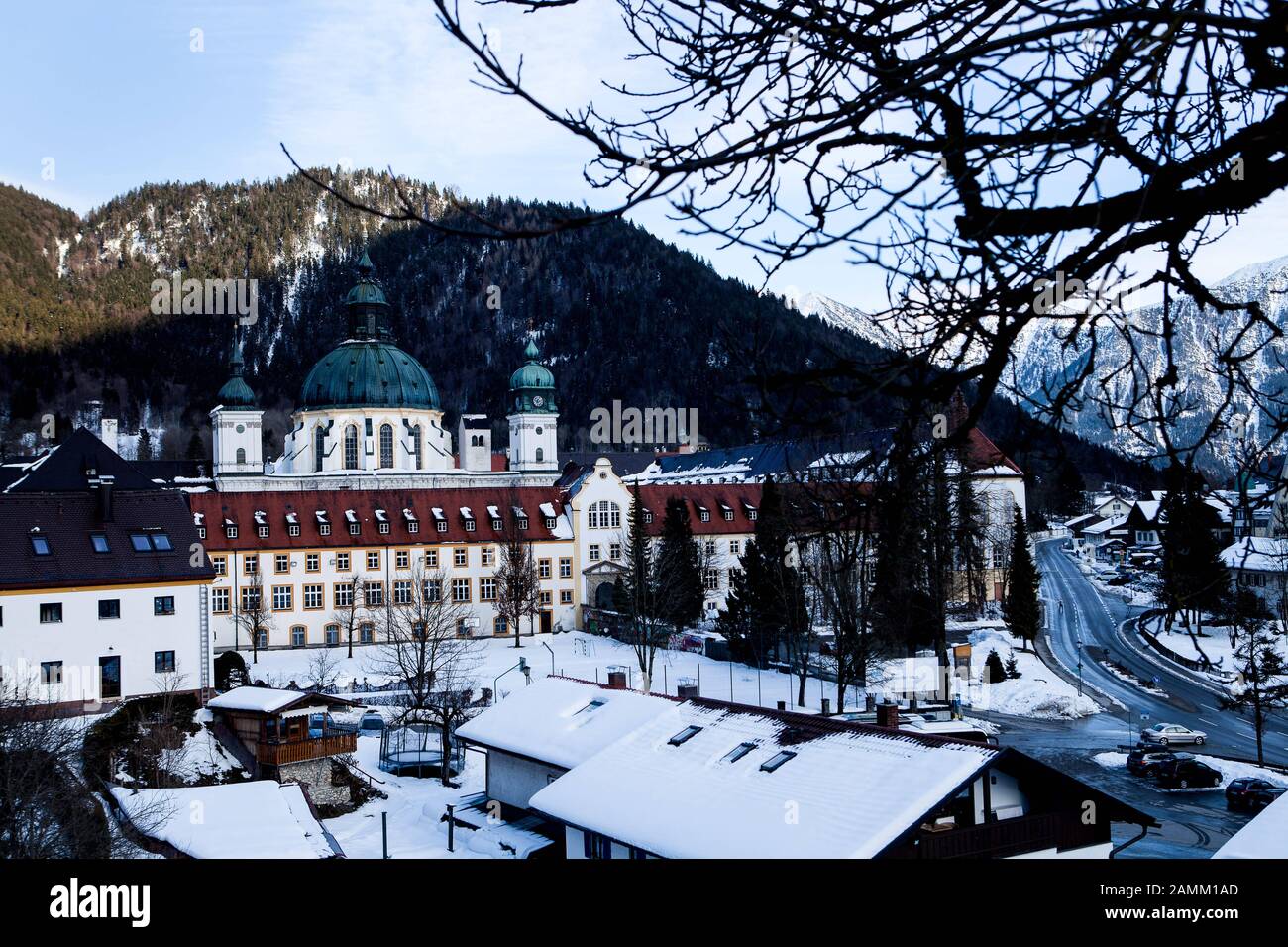 Das Kloster Ettal im Winter. [Automatisierte Übersetzung] Stockfoto
