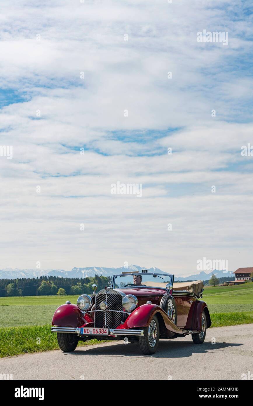 Automuseum, efa-mobile-zeiten, Amerang, Bayern, Deutschland. Mercedes Benz 500 K Cabriolet B, Baujahr 1935/36, [automatisierte Übersetzung] Stockfoto