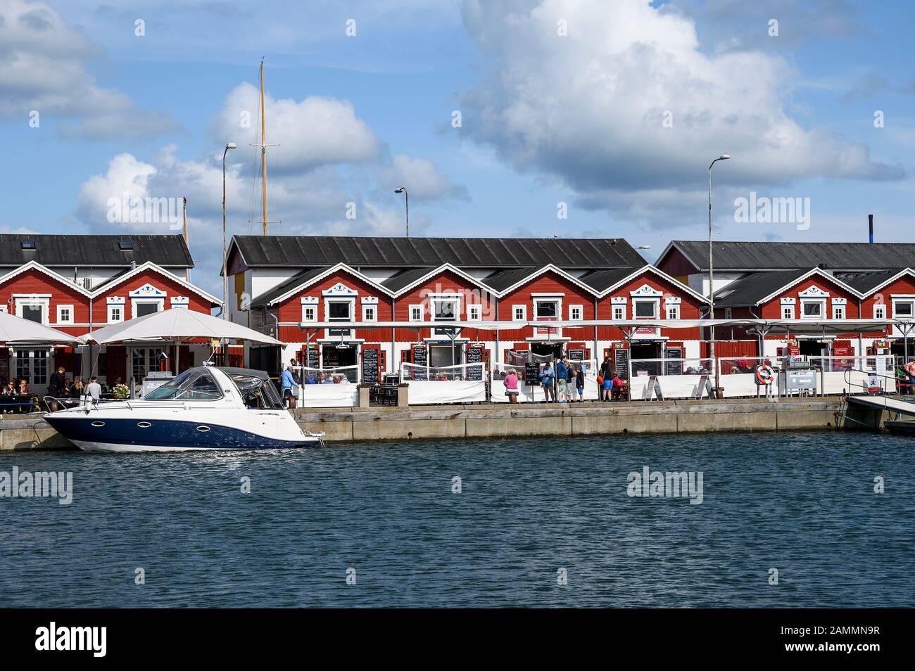 Restaurants neben den Hafen von Skagen, Skagen, Dänemark Stockfoto