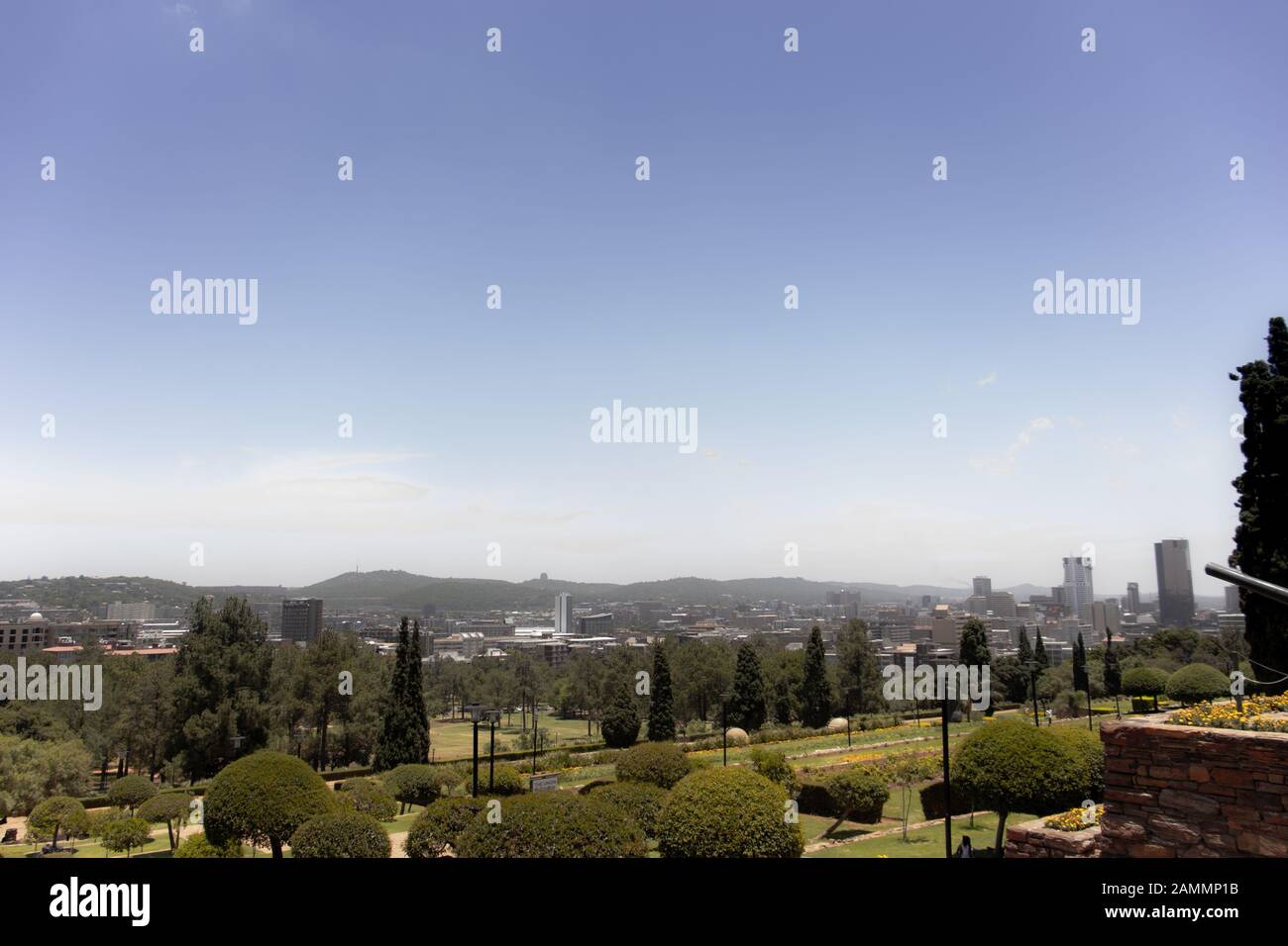 Aussicht auf Pretoria / Tshwane aus Union Buildings in Südafrika Stockfoto