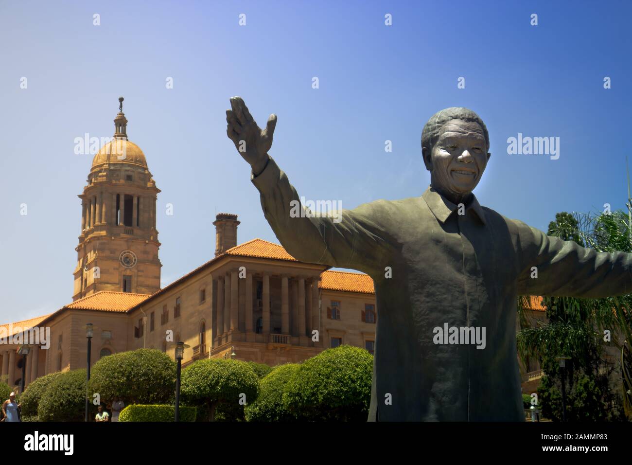 Nelson Mandela Statue am Union Buildings in Pretoria, Südafrika. Stockfoto