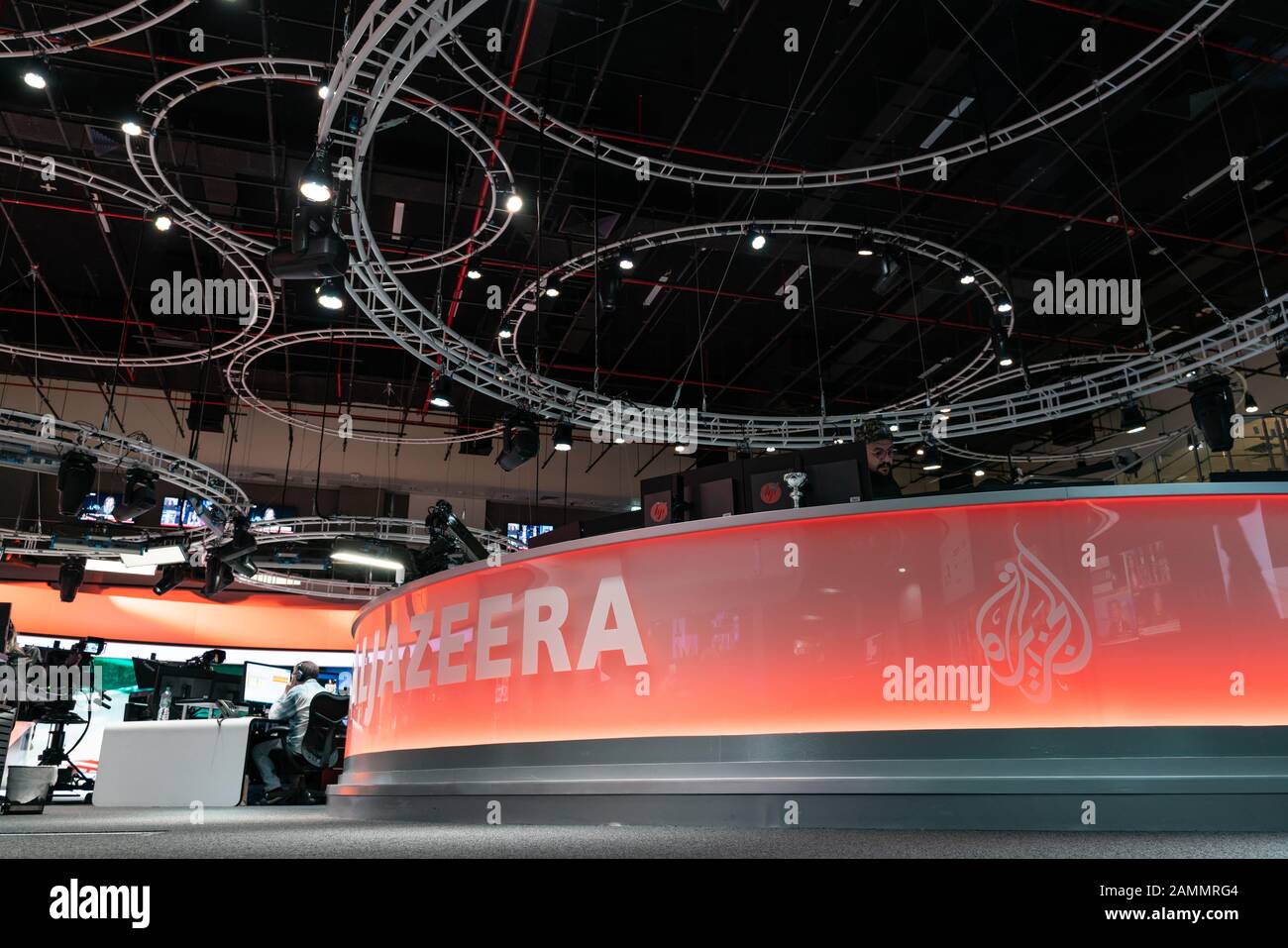 Die nachrichtenredaktion von Al Jazeera English TV Channel, Doha, Qatar Stockfoto