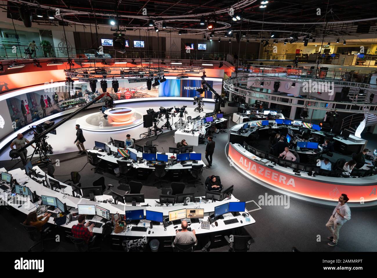 Die nachrichtenredaktion von Al Jazeera English TV Channel, Doha, Qatar Stockfoto