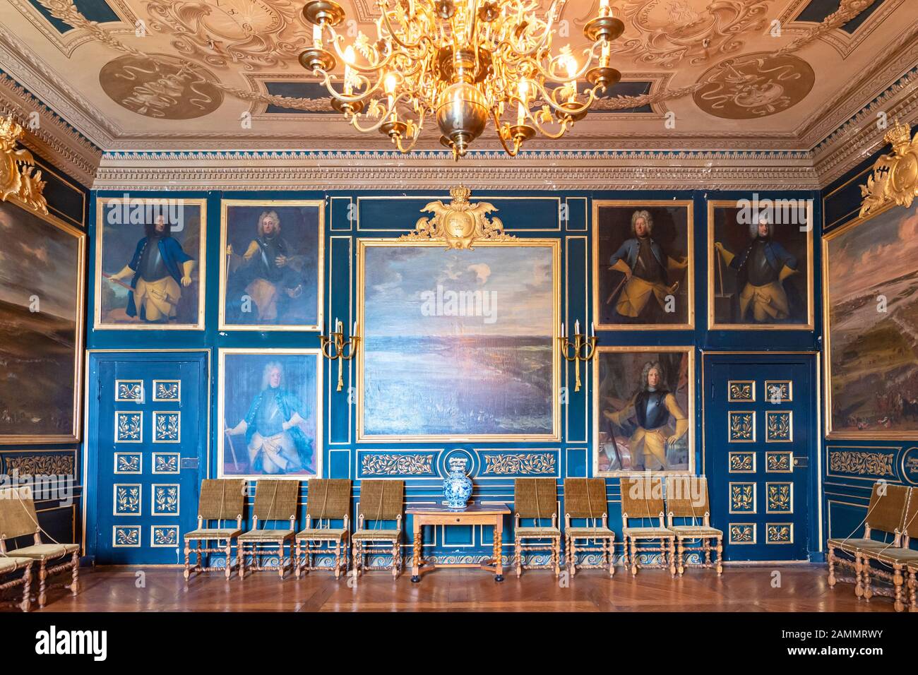 Stockholm, SCHWEDEN-JULI14.2019: Innenansicht des Drottningholm-Palastes in Stockholm, Schweden, es ist eine der Königlichen Schlösser Schwedens Stockfoto