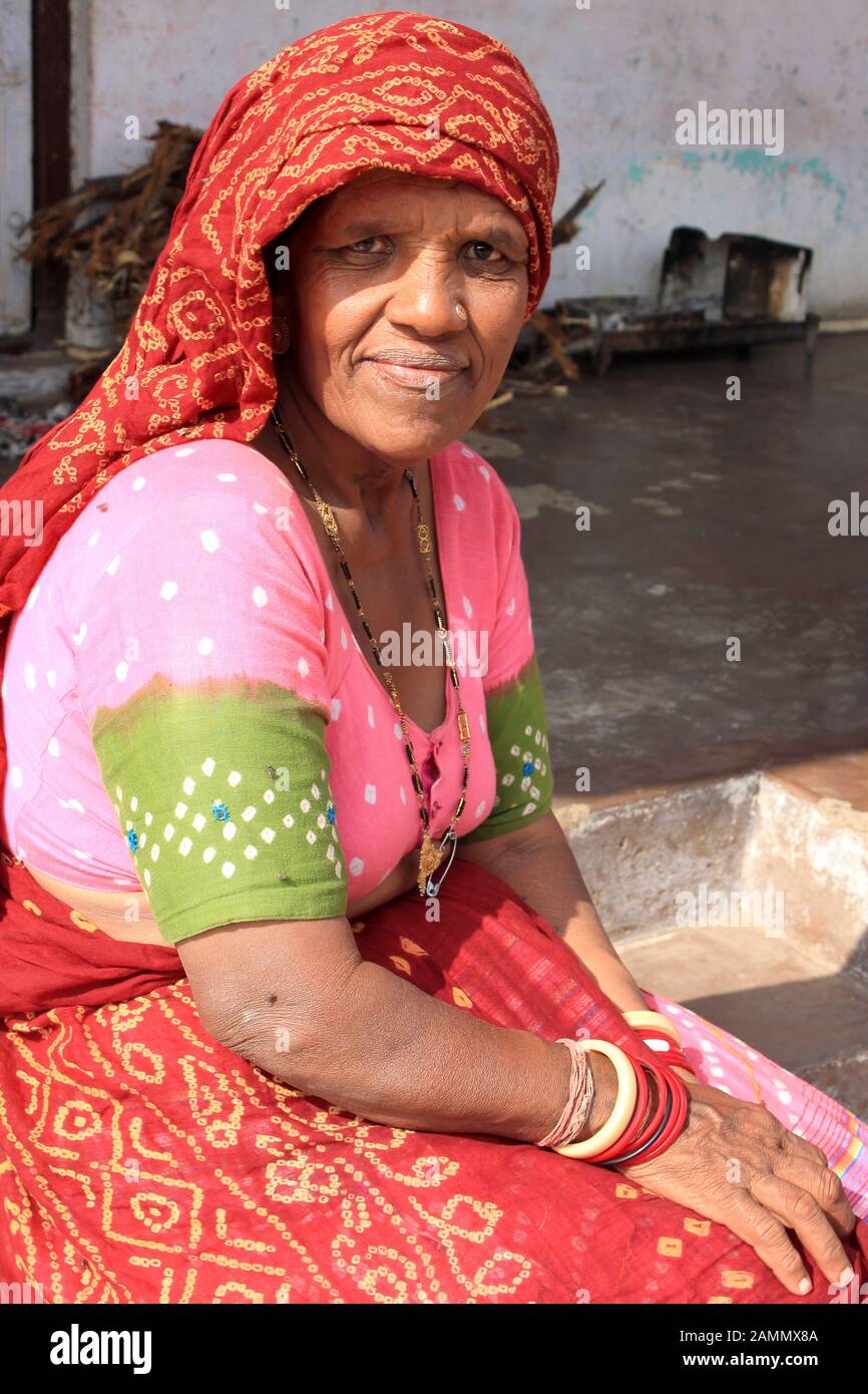 Rabari Tribe Woman, Maringana Village, Gujarat, Indien Stockfoto