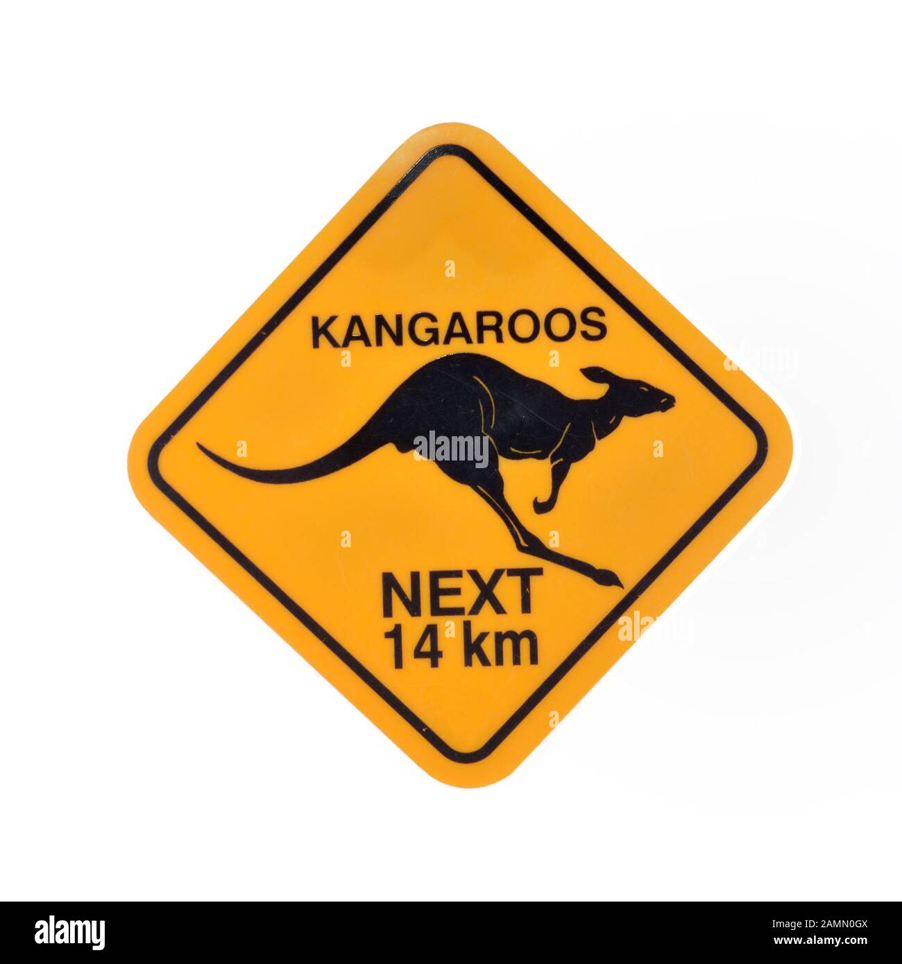 Australische Straßenschild Vorsicht Koalas isoliert auf weißem Hintergrund Stockfoto