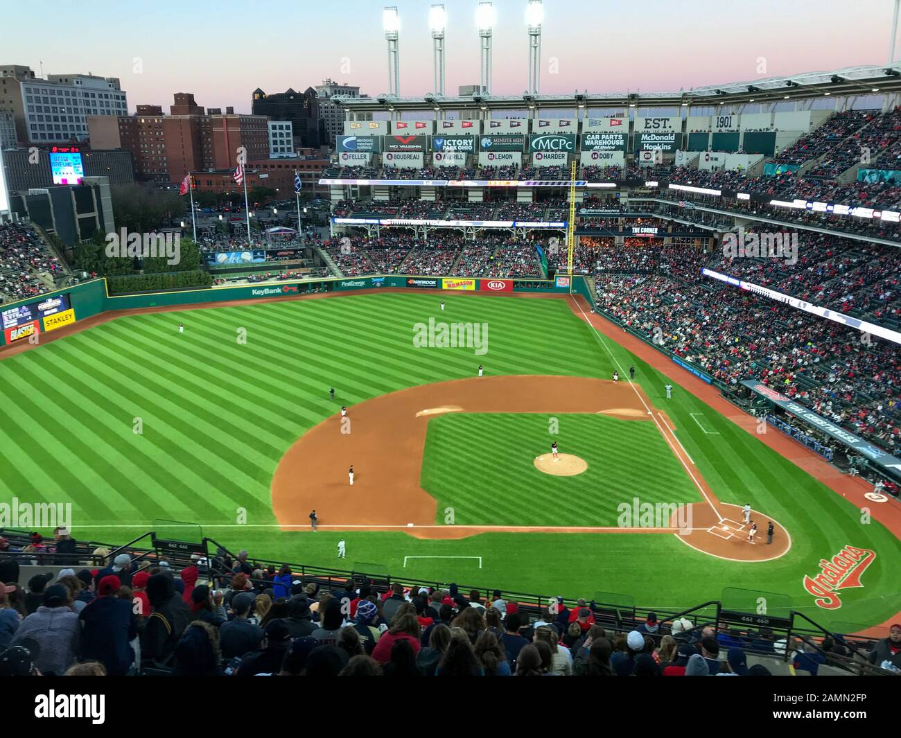 Baseballspiel der Cleveland Indians. Cleveland, Ohio. Stockfoto