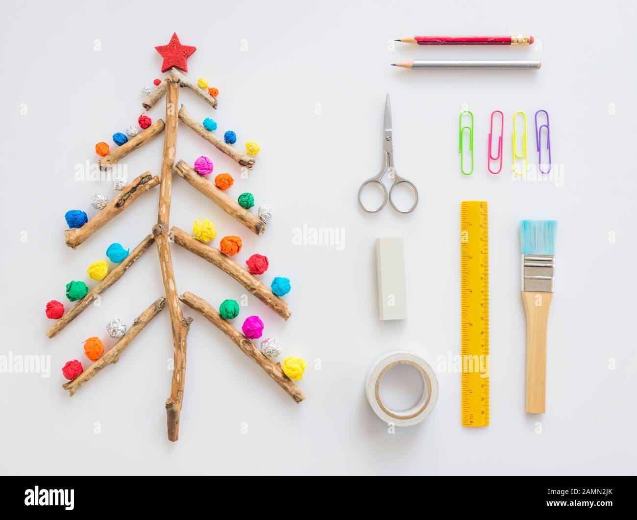 Weihnachtsbaum Heimwerkerhintergrund Stockfoto