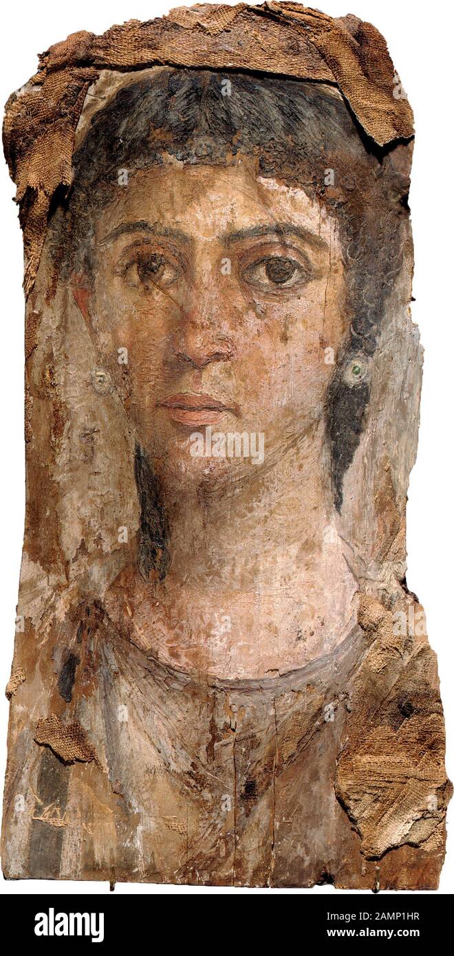 Fayum Porträts. Antike griechische Beerdigung Gemälde aus dem 3. Jahrhundert v. Chr. bis 3. Jahrhundert n. Chr. Ägypten. Naturalistische Mumie Gemälde. Stockfoto