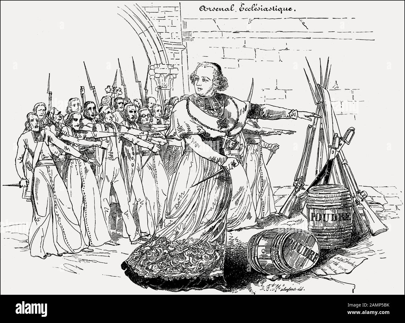 Arsenal Ecclesiastique, Karikatur über die Teilnahme der Jesuiten an der Gegenrevolution, 19. Jahrhundert, Stockfoto