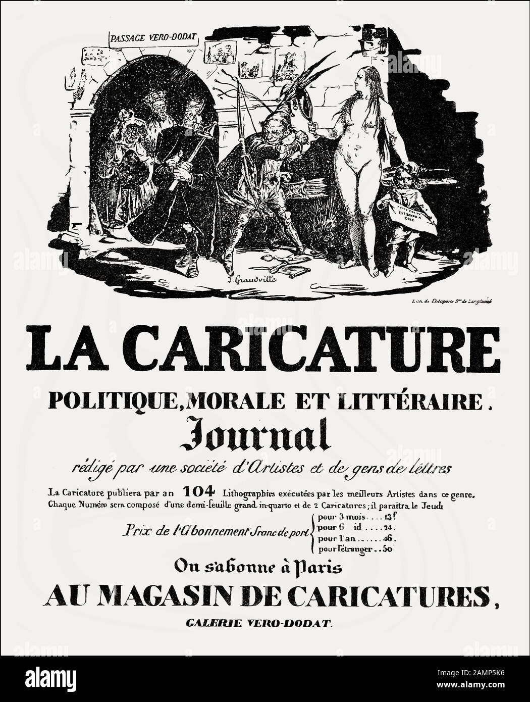 Werbung für La Caricature, Illustration von JJ Grandville, 1830 Stockfoto