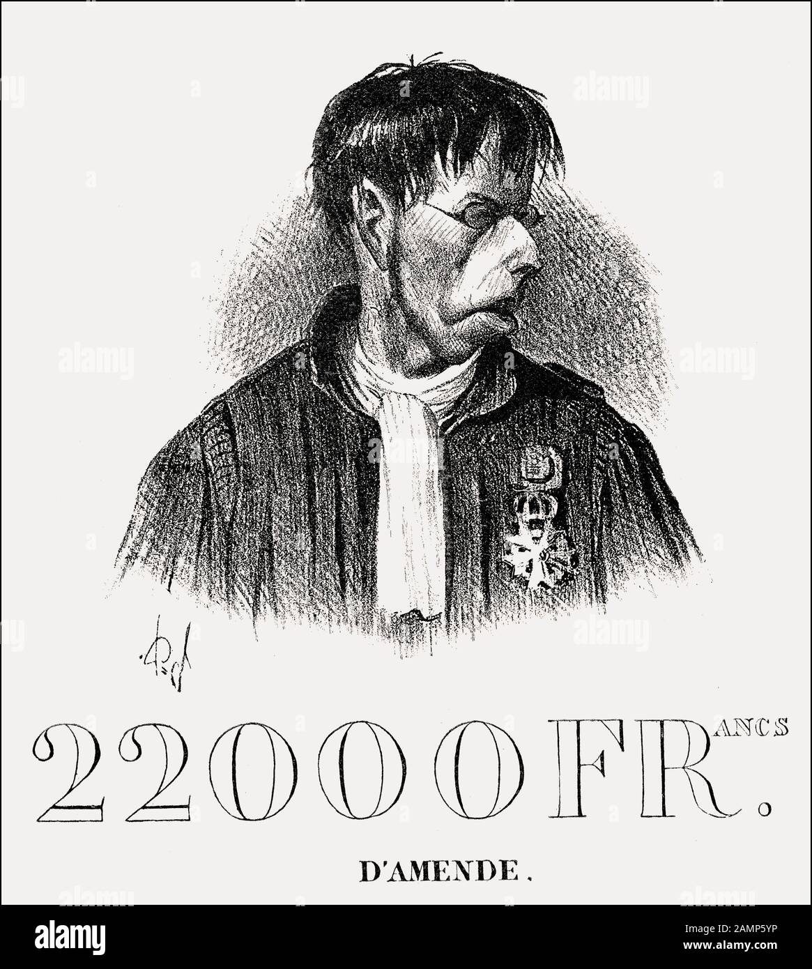 Karikatur von Honoré-Victorin Daumier über die Zensur der Regierung gegen die Zeitschrift Le Charivari Stockfoto