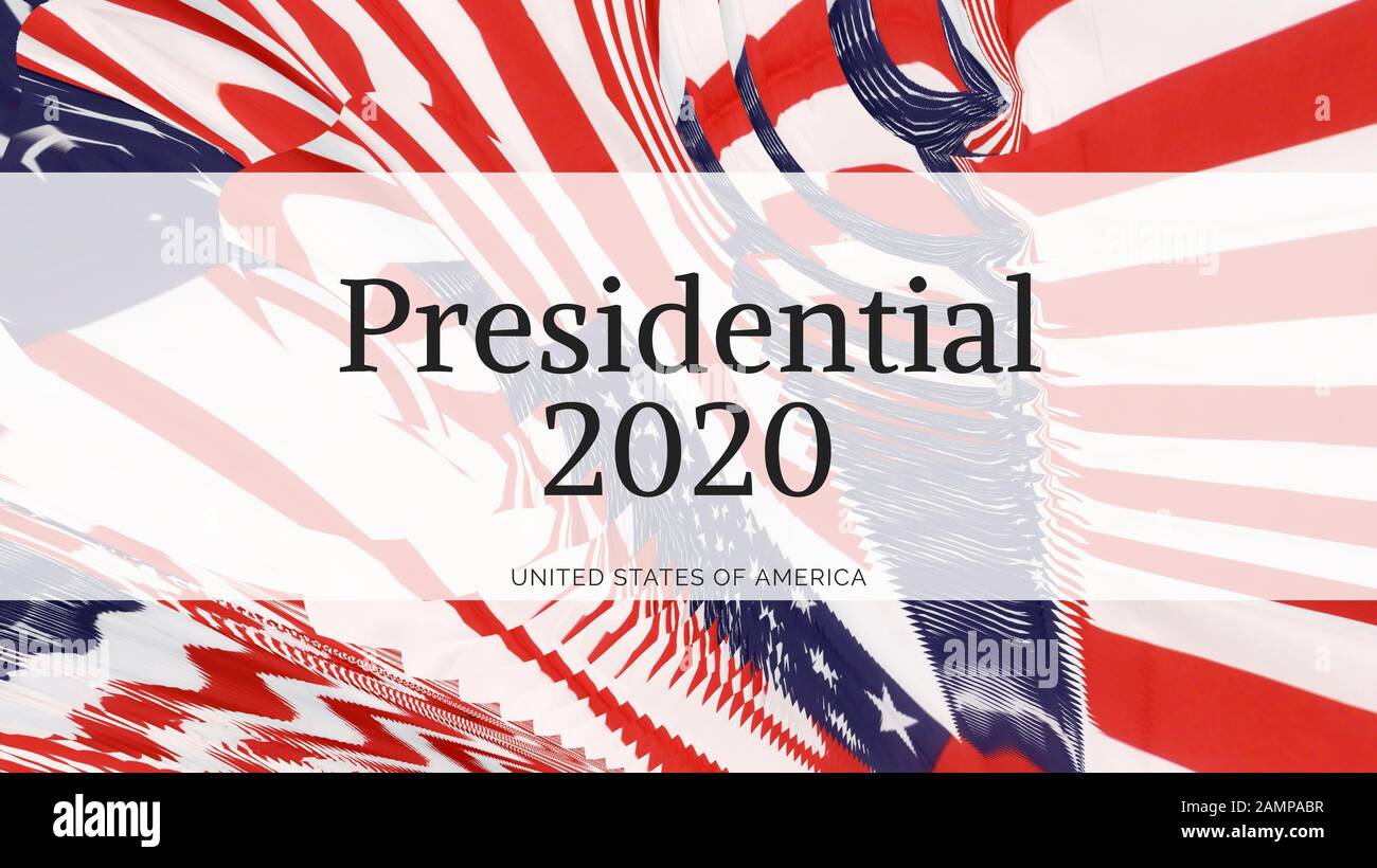 Präsidentschaftswahlen 2020 text auf Original amerikanische Flagge Hintergrund Stockfoto