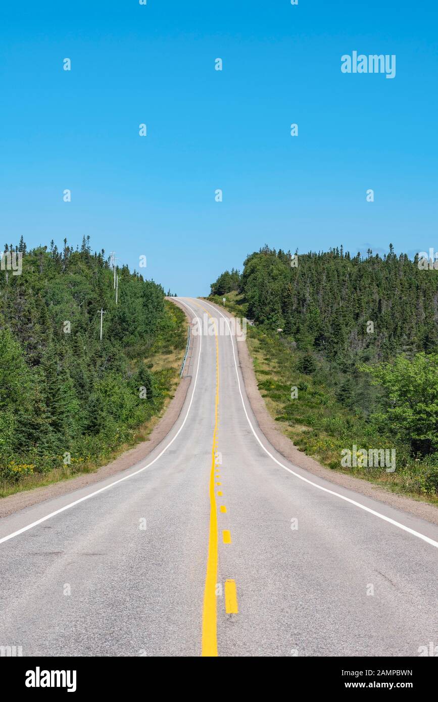 Panoramastraße, Cabot Trail, Cape Breton Highlands National Park, Nova Scotia, Kanada Stockfoto