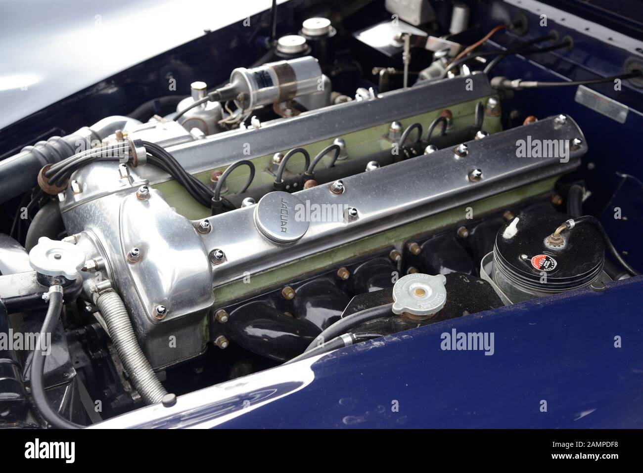 Jaguar XK150 Sechszylindermotor Stockfoto
