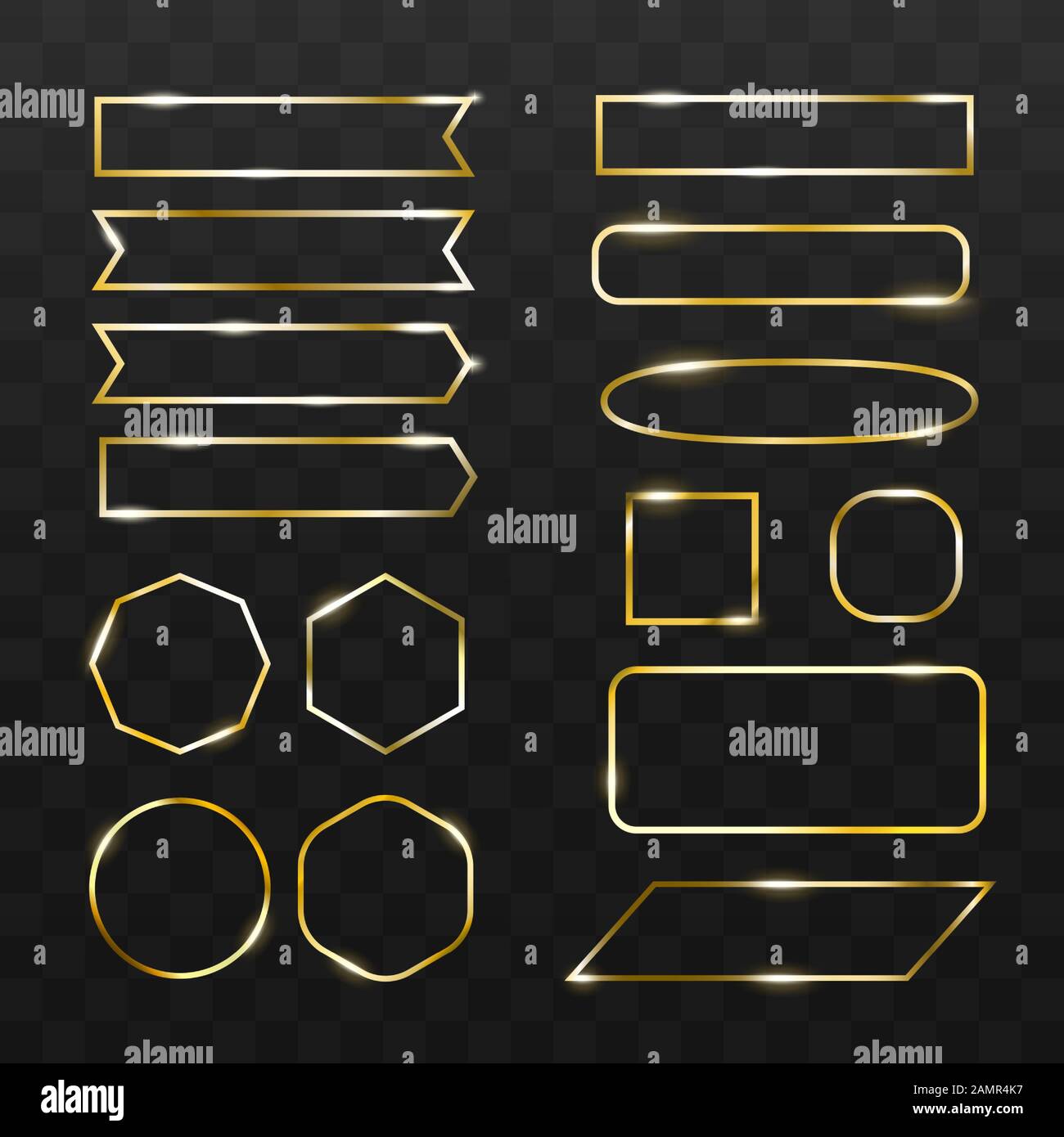 Satz glänzender goldener Rahmen. Luxus-Elemente-Kollektion Stock Vektor