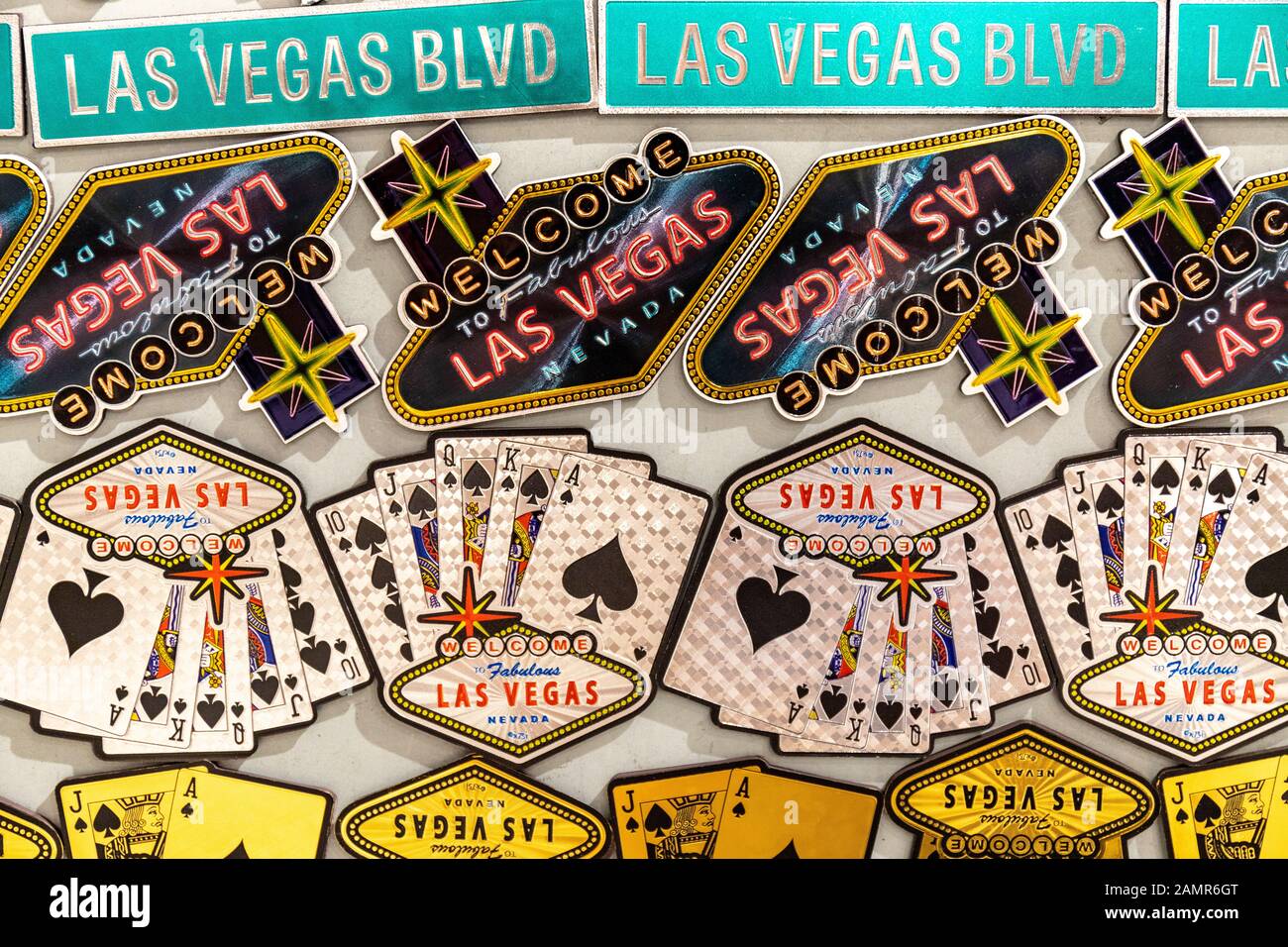 Sammlung von Las Vegas Magnete Stockfoto